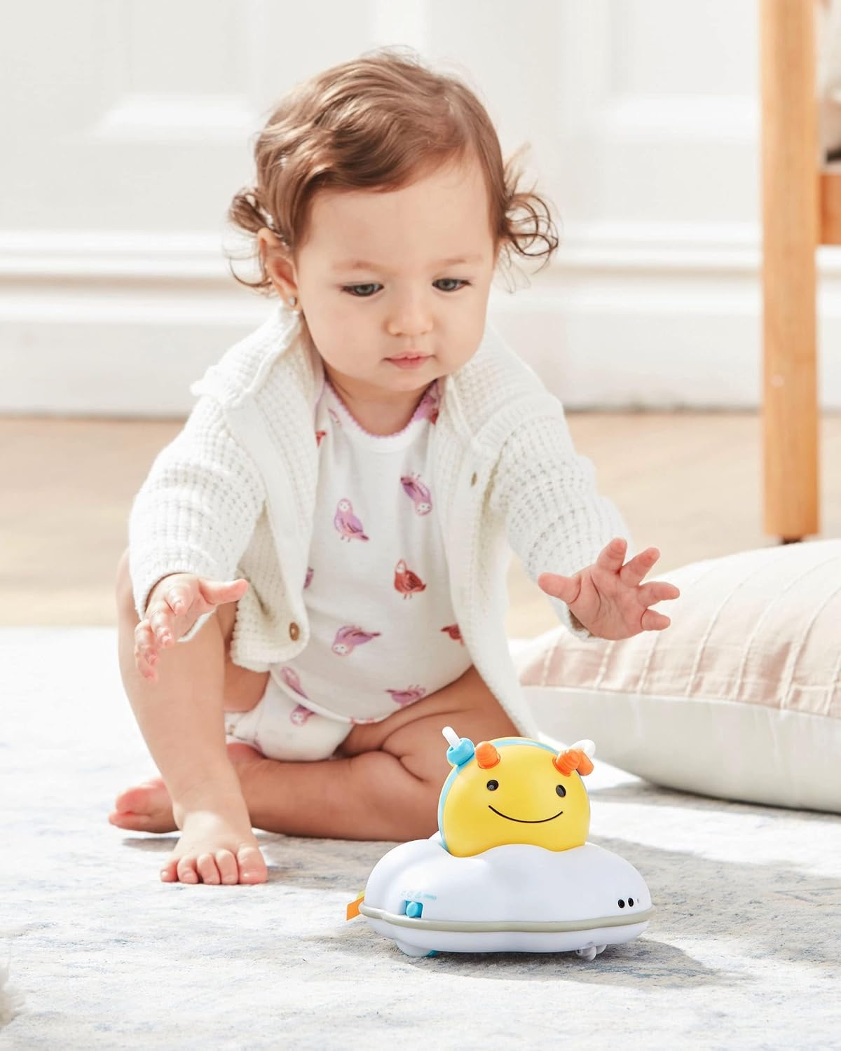 image:imageSkip Hop Baby FollowMe Bee Tummy Time Crawl Toy 3Stage Infant Sensory Development with Lights Sounds and Music Explore amp More Age 5m