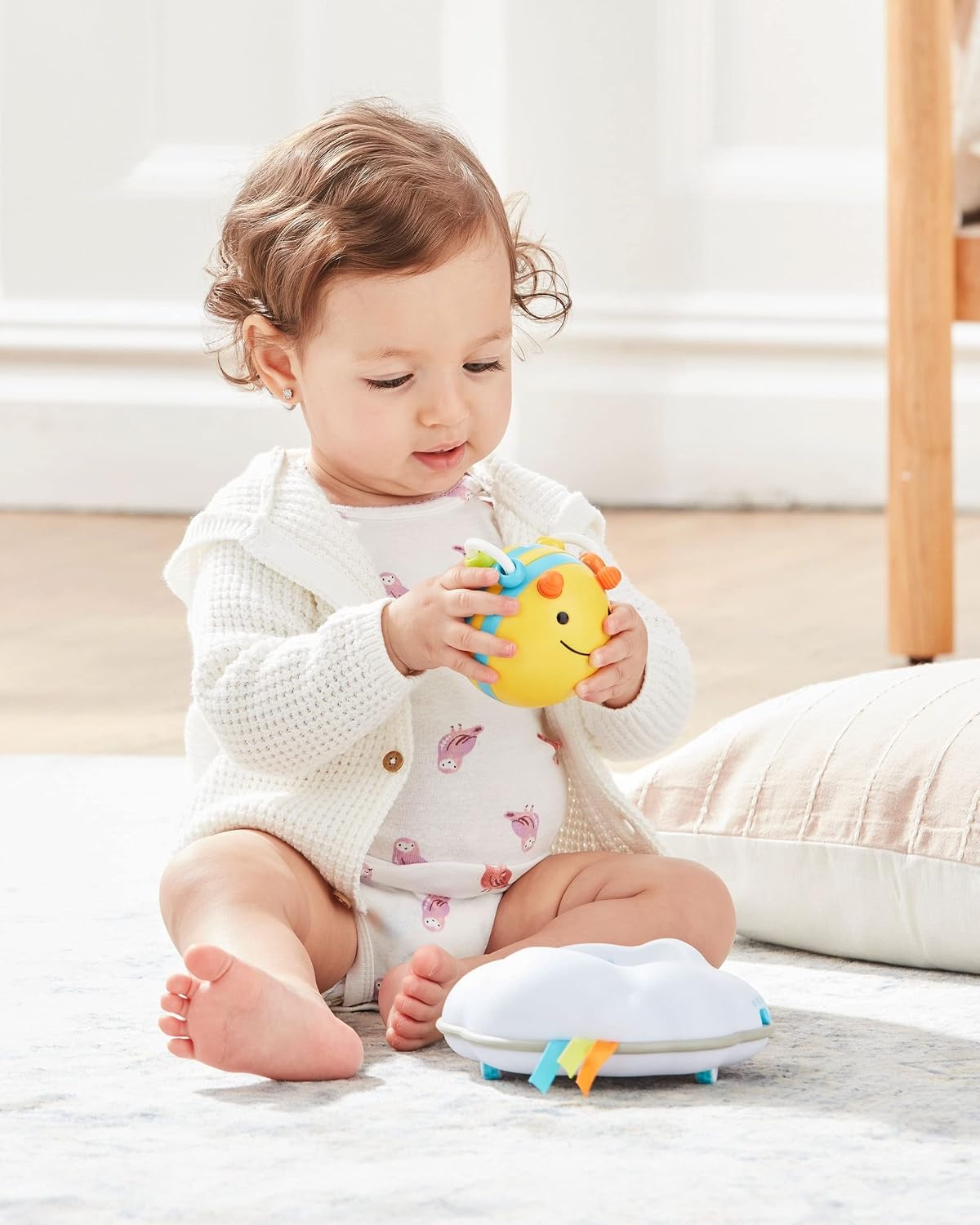 image:imageSkip Hop Baby FollowMe Bee Tummy Time Crawl Toy 3Stage Infant Sensory Development with Lights Sounds and Music Explore amp More Age 5m