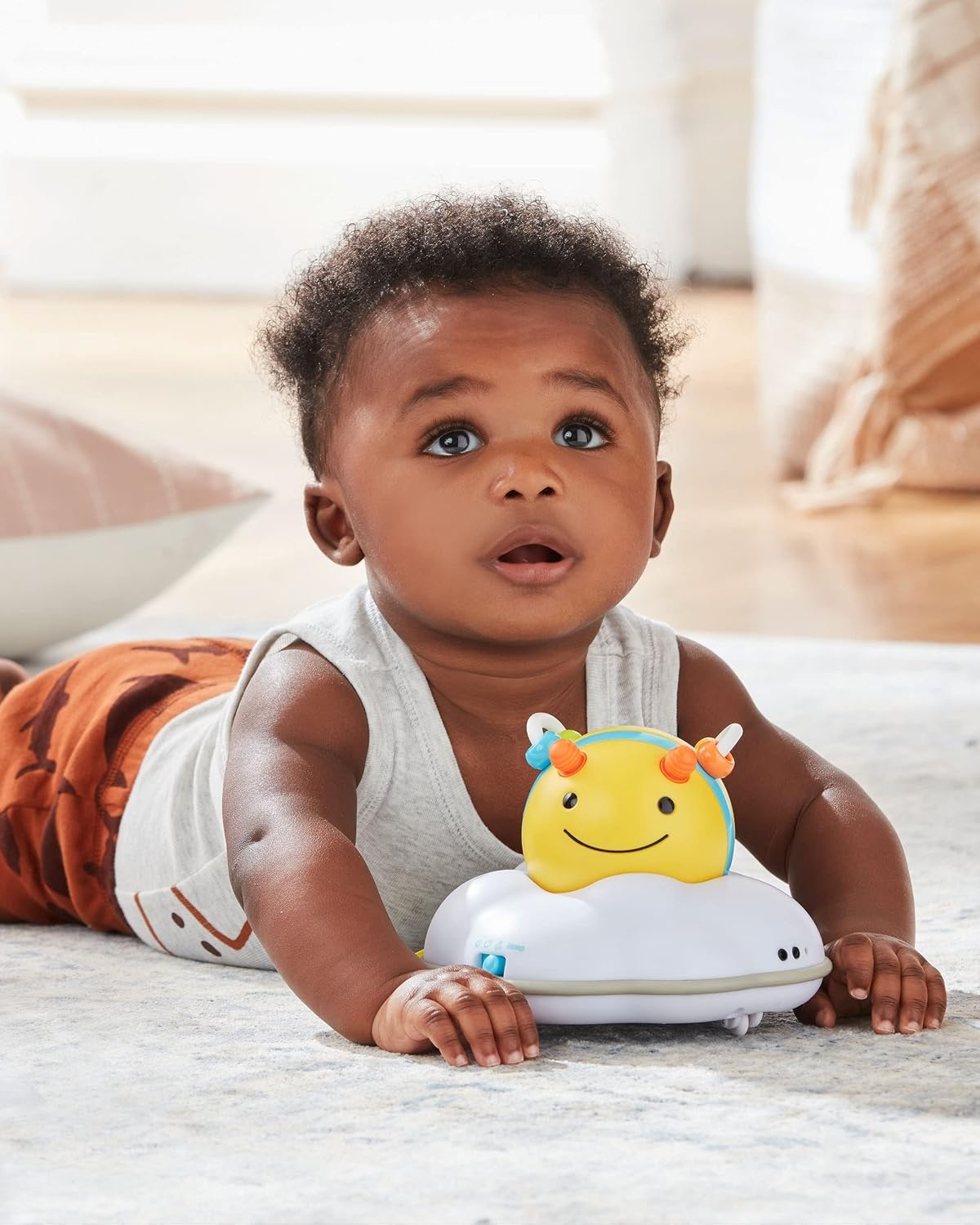 image:imageSkip Hop Baby FollowMe Bee Tummy Time Crawl Toy 3Stage Infant Sensory Development with Lights Sounds and Music Explore amp More Age 5m