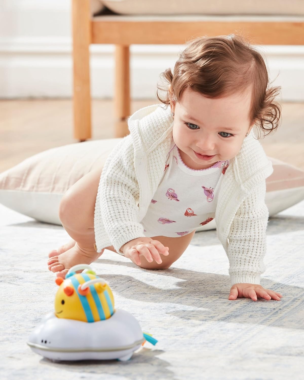 image:imageSkip Hop Baby FollowMe Bee Tummy Time Crawl Toy 3Stage Infant Sensory Development with Lights Sounds and Music Explore amp More Age 5m