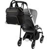image:imageSkip Hop Diaper Bag Backpack Mainframe Large Capacity Wide Open Structure with Changing Pad amp Stroller Attachement Black with Gold TrimBlack