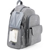 image:imageSkip Hop Diaper Bag Backpack Mainframe Large Capacity Wide Open Structure with Changing Pad amp Stroller Attachement Black with Gold TrimHeather Grey