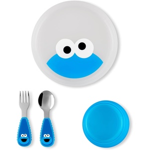 image:imageSkip Hop x Sesame Street Toddler Feeding 4Piece Mealtime Set Cookie MonsterCookie Monster