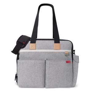 image:imageSkip Hop Diaper Bag Iconic Duo Weekender Extra Large Capacity with Changing Pad amp Stroller Attachment Grey MelangeDiaper Bag